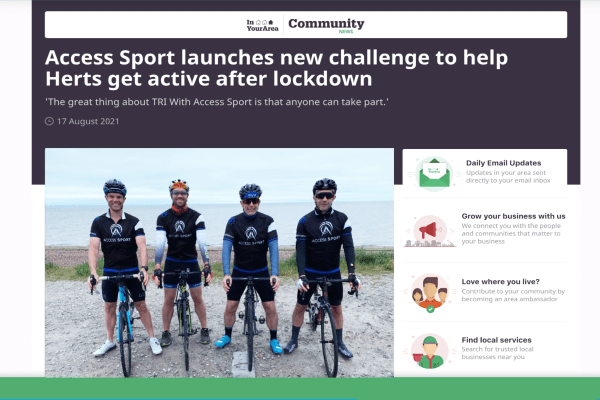 Access Sport Trustee and his triathlon challenge featured on In Your Area